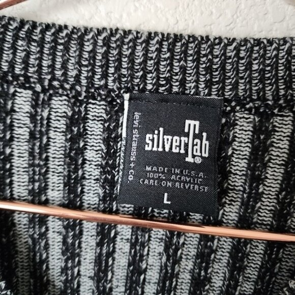 SILVER TAB BY LEVIS x Y2K cropped ribbed long sleeve sweater Dark Academia L - Picture 7 of 8